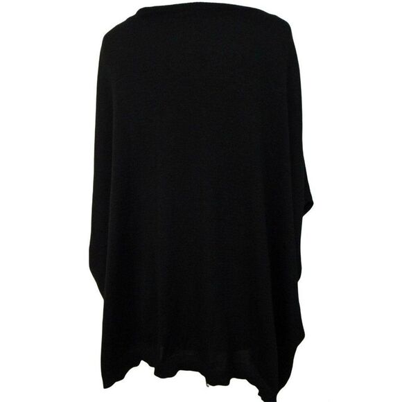 Effeci Woman Black Oversized Pullover Sweater Size 2X Scoop Neck Drop Shoulder - Picture 4 of 8